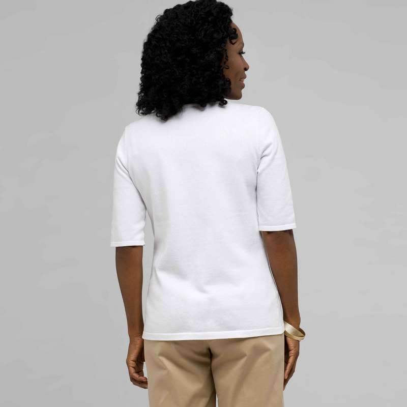 Embellished Boat Neck Tee, White, large image number 1